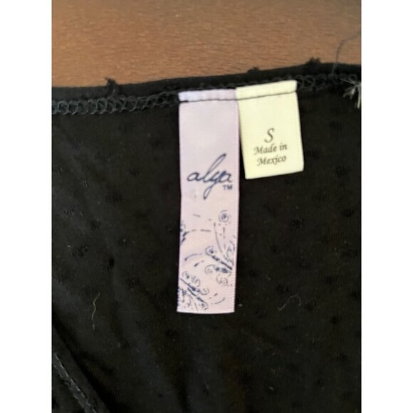 Alya Black Swiss Dot Crossover Side Tie Top - Picture 4 of 4